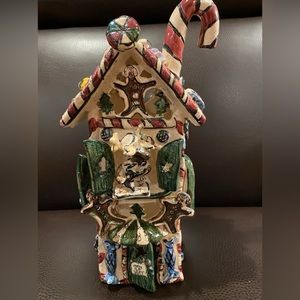 Blue Sky Clayworks Heather Goldminc Rudolph’s Gingerbread Bakery Candle Holder